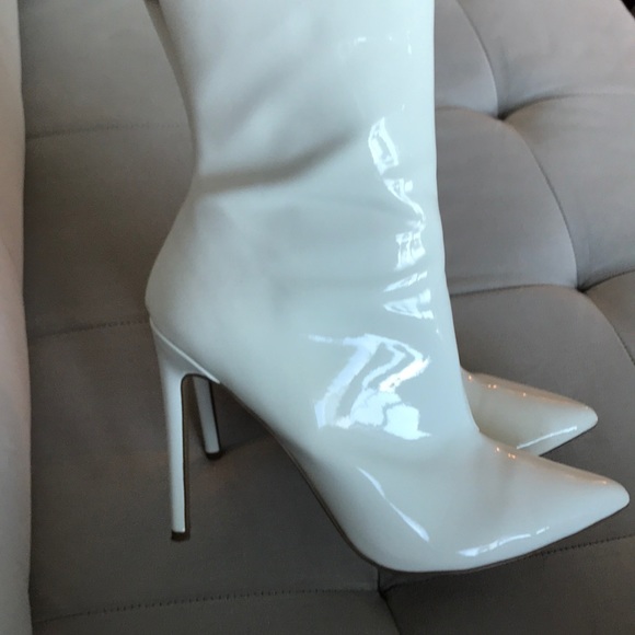 white patent booties